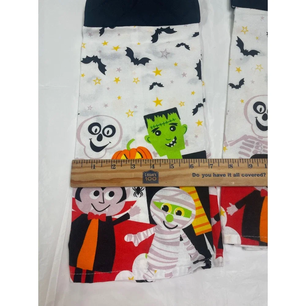 Halloween Monster Hanging Kitchen Towel Set Frankenstein Dracula Mummy 2pc